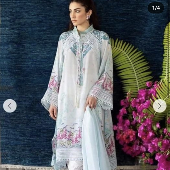 Pakistani designer Farah Talib Aziz luxe silk 2 pc in medium - Picture 2 of 8